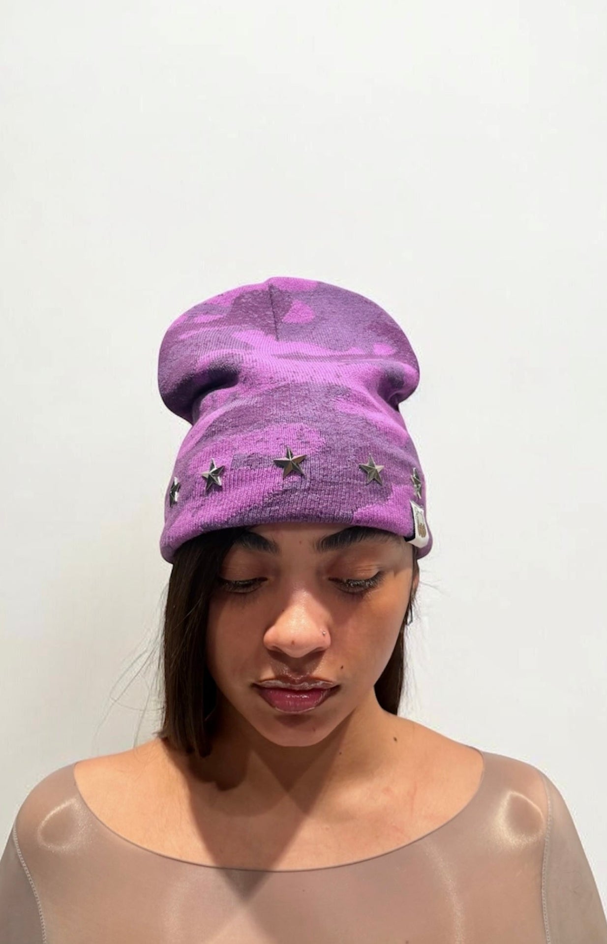 Purple Camo Star Beanie